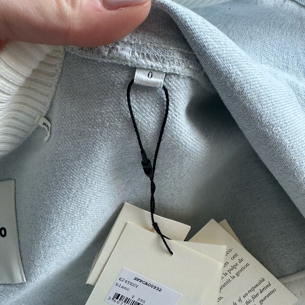 NWT Sandro Denim Panelled Knit Bomber Jacket - Picture 6 of 7